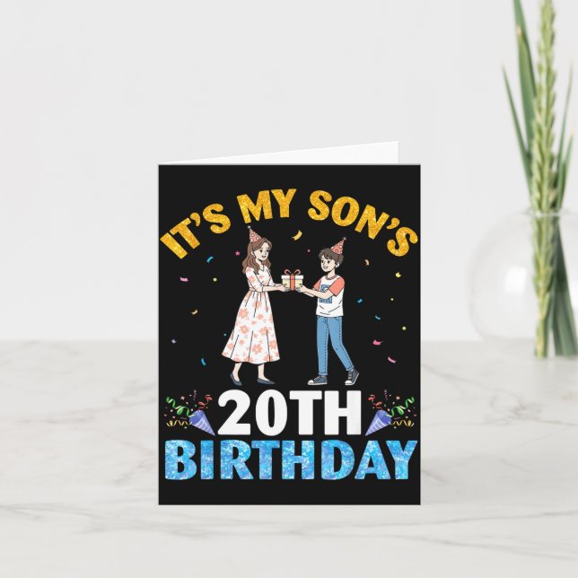 It's My Son's 20th Birthday Happy 20 Years Old Boy Card (Front)