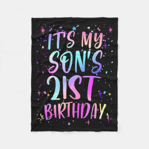 Its My Sons 21st Birthday Colorful Happy 21 Years Fleece Blanket
