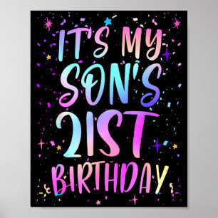 Its My Sons 21st Birthday Colorful Happy 21 Years  Poster