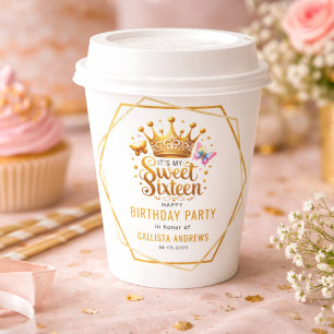 its my sweet sixteen 16 th birthday paper cups