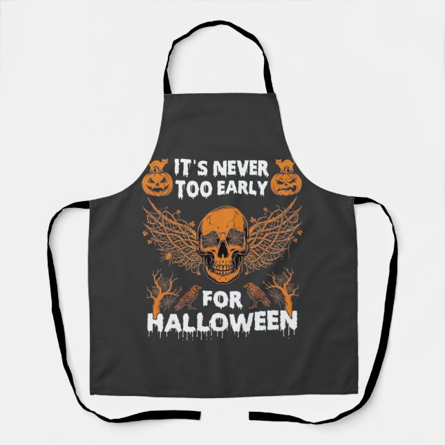 Its Never Too Early Halloween Skull Vine Wings_1 Apron (Front)