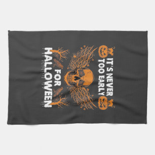 Its Never Too Early Halloween Skull Vine Wings_1 Tea Towel