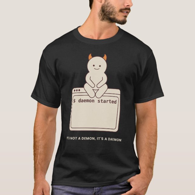 It's Not a Demon, It's a Daemon Funny Unix Linux T-Shirt (Front)
