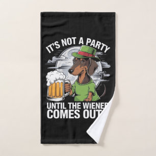It's Not A Party Until Dachshund Irish Beer Wiener Hand Towel