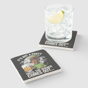 It's Not A Party Until Dachshund Irish Beer Wiener Stone Coaster