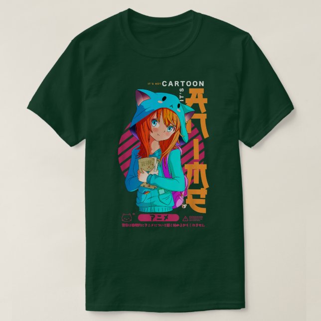 It's Not Cartoon It's Anime Girl Ramen Japan Sketc T-Shirt (Design Front)