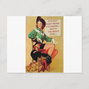 It's Not Easy Being A Cowgirl but if the Boot Fits Postcard