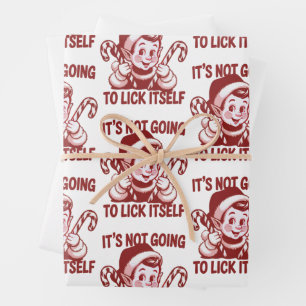 It's Not Going To Lick Itself Snarky Christmas Wrapping Paper Sheet