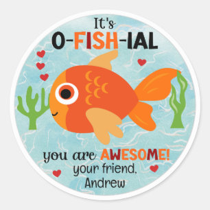 It's O-FISH-IAL Fish Valentine's Stickers