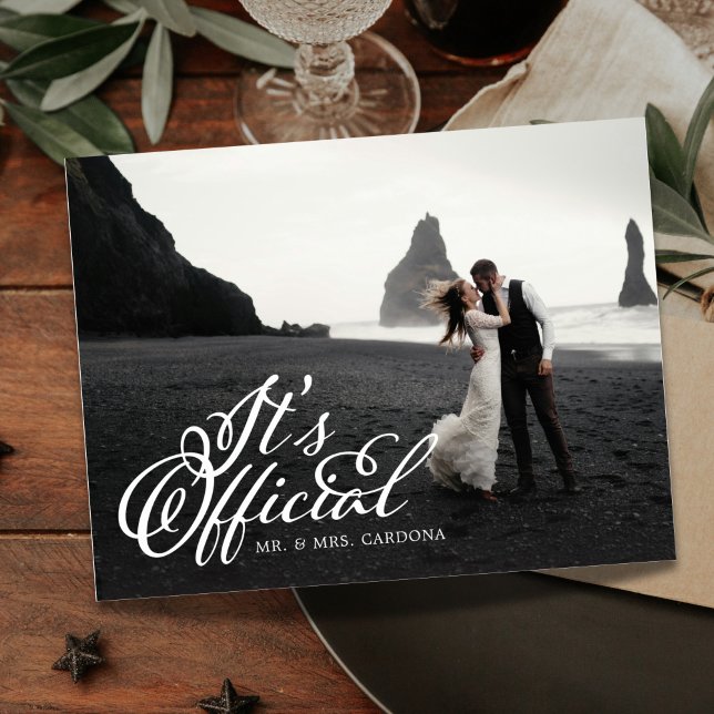 It's Official Elopement Photo Announcement Postcard (Creator Uploaded)