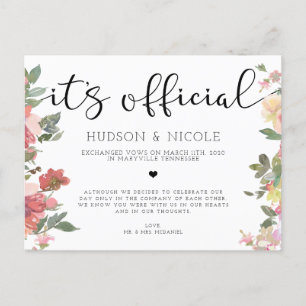 It's Official Elopement Wedding Announcement Postc