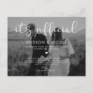 It's Official Elopement Wedding Photo Announcement