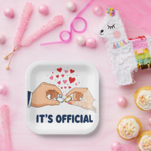 It's Official Wedding Engagement Paper Plate