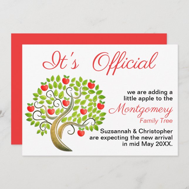 It's Official We're Expecting Apple Tree Template (Front/Back)