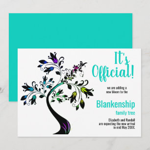 It's Official We're Expecting Flowered Tree Teal Announcement