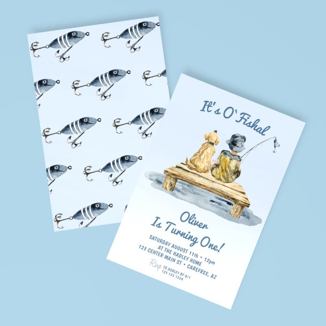 It's O'fishal Fishing Boy 1st Birthday Invitation (Creator Uploaded)