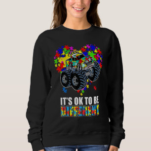 It's Ok To Be Dif Fer Ent Autism Heart Shape Monst Sweatshirt