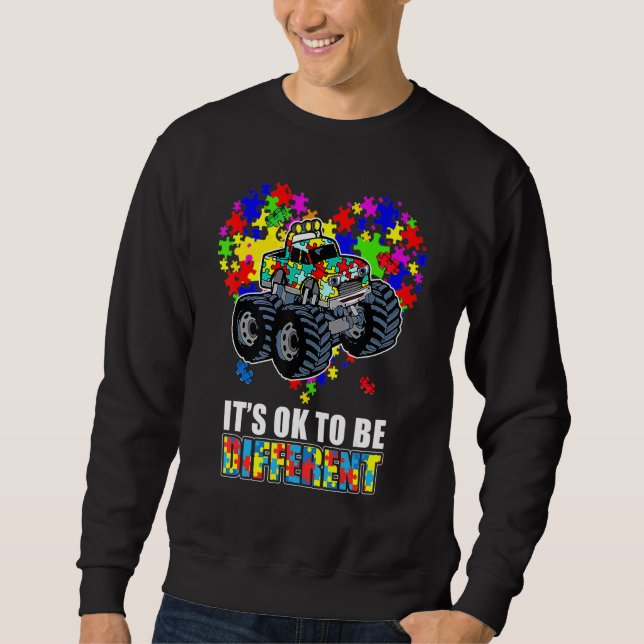 It's Ok To Be Dif Fer Ent Autism Heart Shape Monst Sweatshirt (Front)