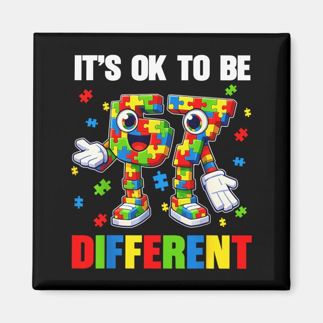 Its Ok to Be Different 67 Six Seven Puzzle Autism Magnet (Front)