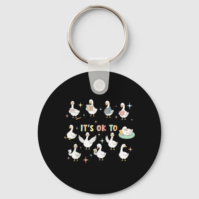 Its Ok to Be Different Autism Acceptance Goose Key Ring (Front)