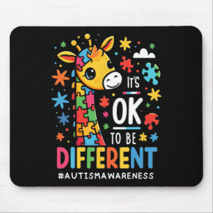 Its Ok To Be Different Autism Awareness Cute Giraf Mouse Pad