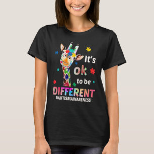 Its Ok To Be Different Autism Awareness Cute Giraf T-Shirt