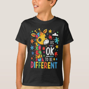 Its Ok To Be Different Autism Awareness Cute Giraf T-Shirt