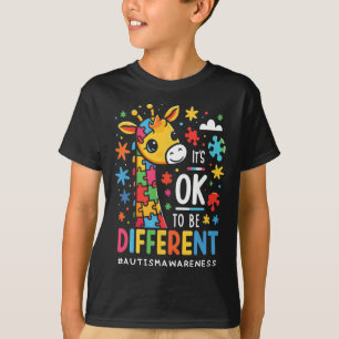 Its Ok To Be Different Autism Awareness Cute Giraf T-Shirt