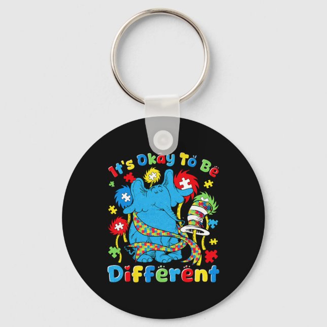It's Ok To Be Different Autism Awareness Elephant  Key Ring (Front)
