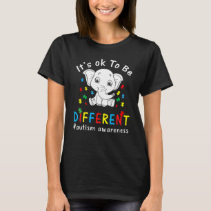 It's Ok To Be Different Autism Awareness Elephant T-Shirt