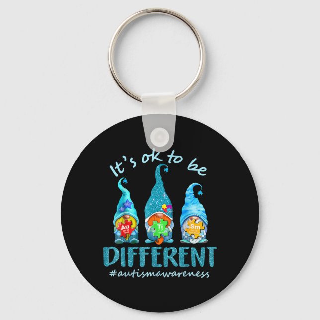 It's Ok To Be Different Autism Awareness Gnomes  Key Ring (Front)