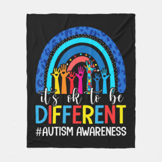 It's Ok To Be Different Autism Awareness Leopard R Fleece Blanket
