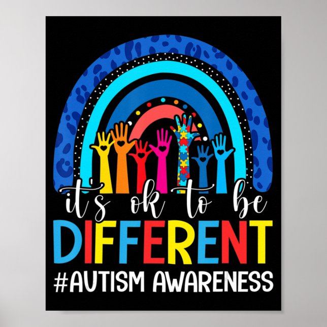 It's Ok To Be Different Autism Awareness Leopard R Poster (Front)