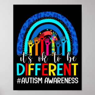 It's Ok To Be Different Autism Awareness Leopard R Poster