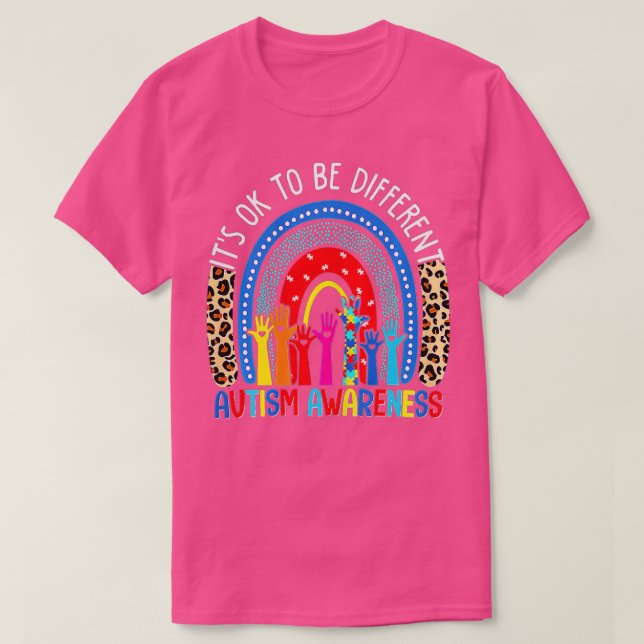 It's OK To Be Different Autism Awareness Leopard R T-Shirt (Design Front)