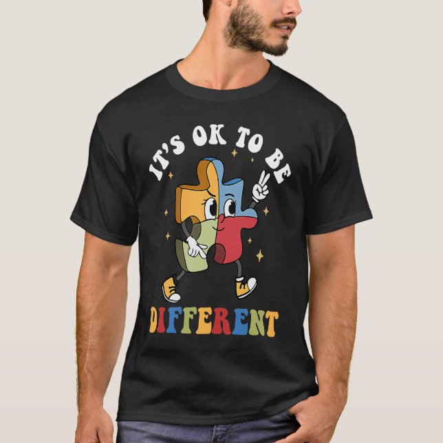 It's Ok To Be Different Autism Awareness Puzzle Pi T-Shirt (Front)