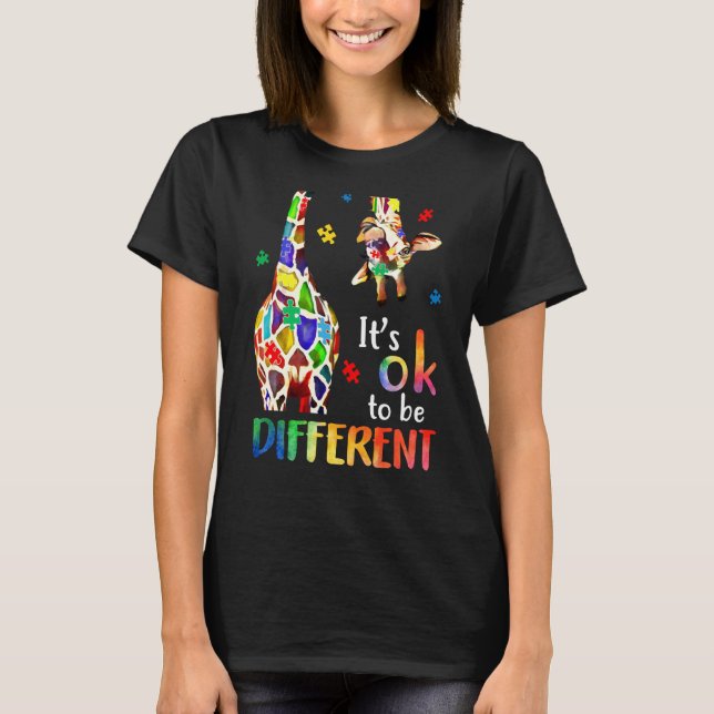 Its Ok To Be Different Autism Awareness Puzzle Pie T-Shirt (Front)