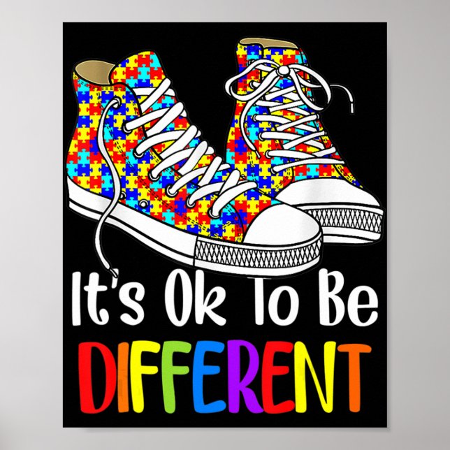 It's Ok To Be Different Autism Awareness Puzzle Sh Poster (Front)