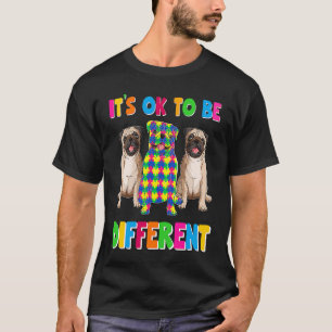 It's Ok To Be Different Autism Awareness Three Pug T-Shirt