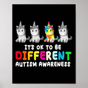 It's Ok To Be Different Autism Awareness Unicorn G Poster