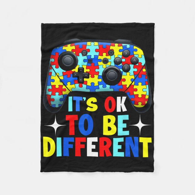 It's Ok To Be Different Autism Gaming Controller B Fleece Blanket (Front)
