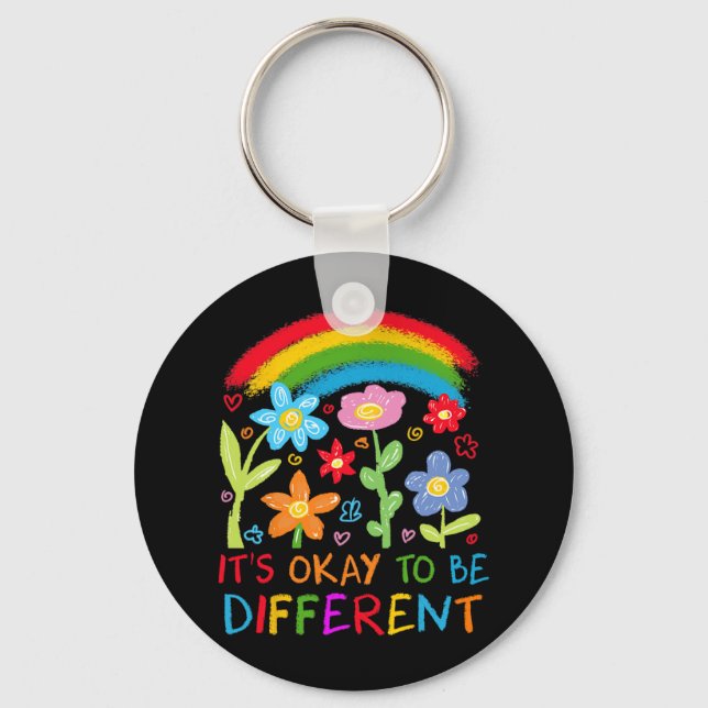 Its Ok To Be Different Autism Rainbow Boho Neurodi Key Ring (Front)