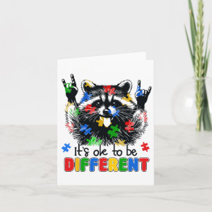 It's Ok To Be Different Autistic Racoon Autism Aw Card
