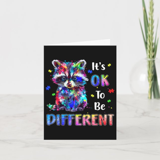 It's Ok To Be Different Autistic Racoon Autism Aw Card (Front)