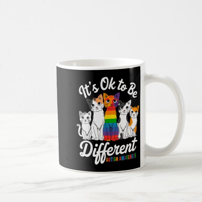 Its Ok To Be Different Cat Puzzle Cute Autism Awar Coffee Mug (Right)