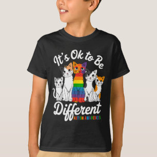 Its Ok To Be Different Cat Puzzle Cute Autism Awar T-Shirt