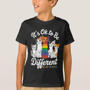 Its Ok To Be Different Cat Puzzle Cute Autism Awar T-Shirt