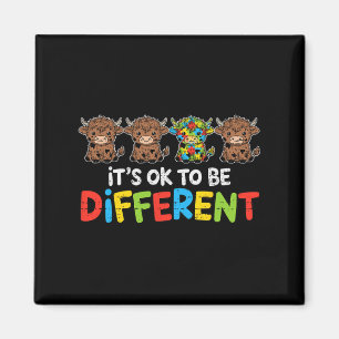 Its Ok To Be Different Cow Heifer Autism Awareness Magnet