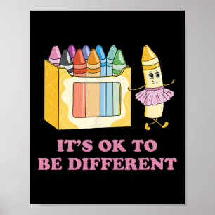 It's Ok To Be Different Crayons Autism Awareness M Poster