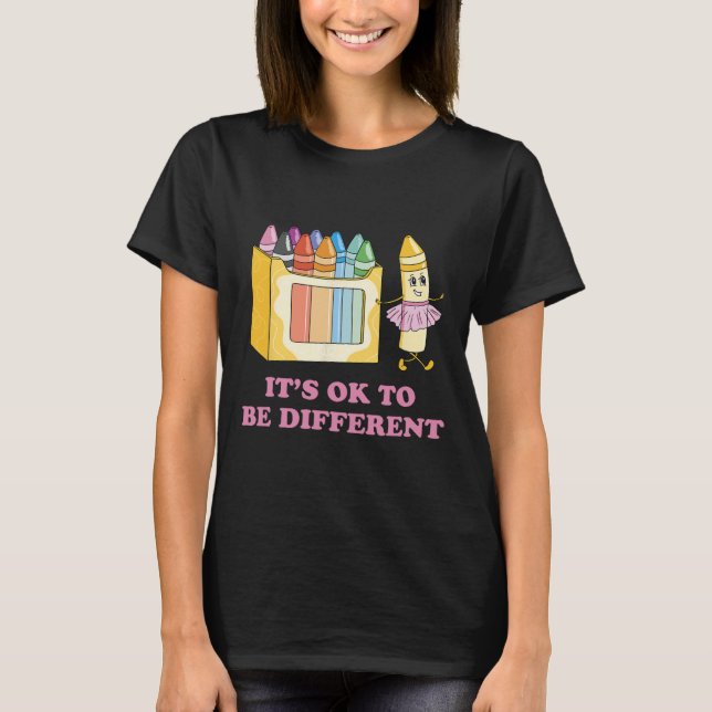It's Ok To Be Different Crayons Autism Awareness M T-Shirt (Front)